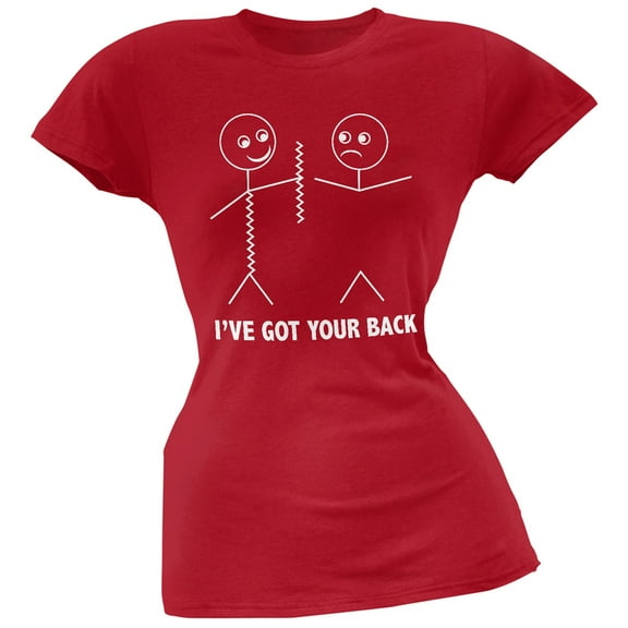 I've Got Your Back Stick Figure Red Juniors T-Shirt - X-Large