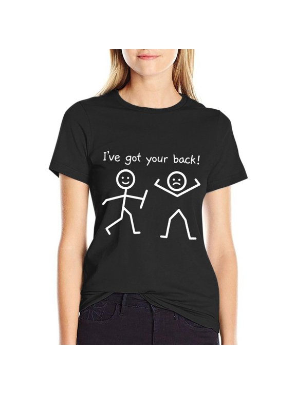 I’ve Got Your Back Women’s Short Sleeve Cotton T-Shirt HD Graphic Printed Tee Casual Crew Neck Top XL