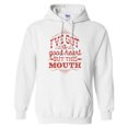 thumbnail image 1 of I've Got a Good Heart but This Mouth Hoodie Sweatshirt Unisex Large White, 1 of 5