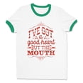 thumbnail image 1 of I've Got a Good Heart but This Mouth Ringer Tee Shirt Unisex Small White/Kelly Green, 1 of 5
