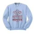 thumbnail image 1 of I've Got a Good Heart but This Mouth Sweatshirt Unisex Large Light Blue, 1 of 5