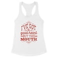 thumbnail image 1 of I've Got a Good Heart but This Mouth Tank Top Fitted Racerback Women's Small White, 1 of 5