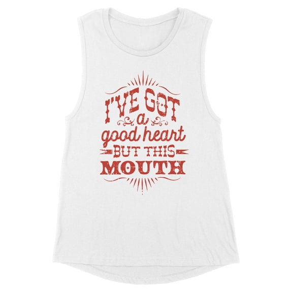I've Got a Good Heart but This Mouth Women's Muscle Tank 2X-Large White