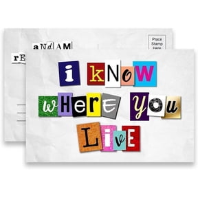 I've Moved Ransom Note I Know Where You Live" New Address Postcards Pack of 12