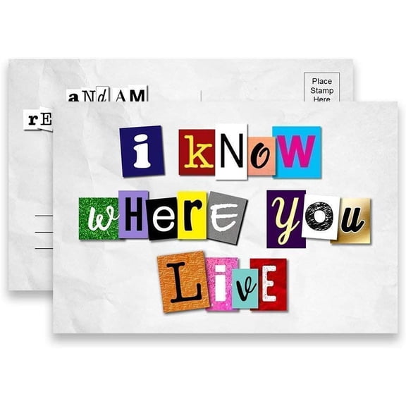 I've Moved Ransom Note I Know Where You Live" New Address Postcards Pack of 12