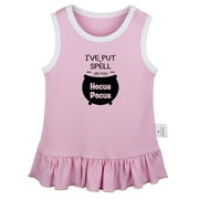 I've Put a Spell On You Hocus Pocus Funny Dresses For Baby, Newborn Babies Skirts, Infant Princess Dress, 0-24M Kids Graphic Clothes (Pink Sleeveless Dresses, 0-6 Months)