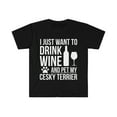 thumbnail image 1 of I want to drink wine and pet Cesky Terrier Unisex T-shirt S-3XL Dog Owner, 1 of 2