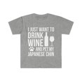 thumbnail image 1 of I want to drink wine and pet Japanese Chin Dog Owner Unisex T-shirt S-3XL, 1 of 2