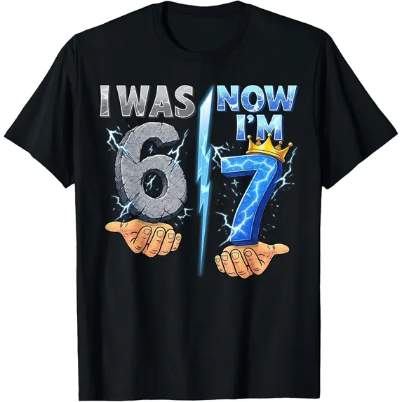 I was 6 Now I'm 7 7th Birthday 6 7 Birthday Shirts Boys Son T-Shirt