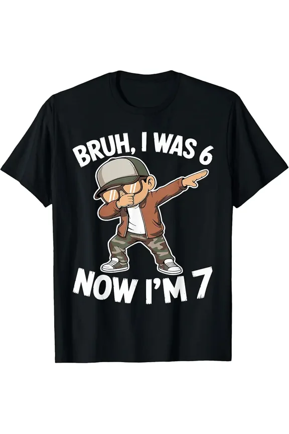 I was 6 Now I'm 7 Year Old 7th Birthday 67 Meme Dabbing Boys T-Shirt