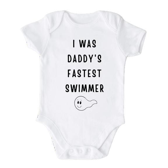 I was daddy's fastest swimmer Baby Bodysuit Funny Kids Shirt 0-3m White