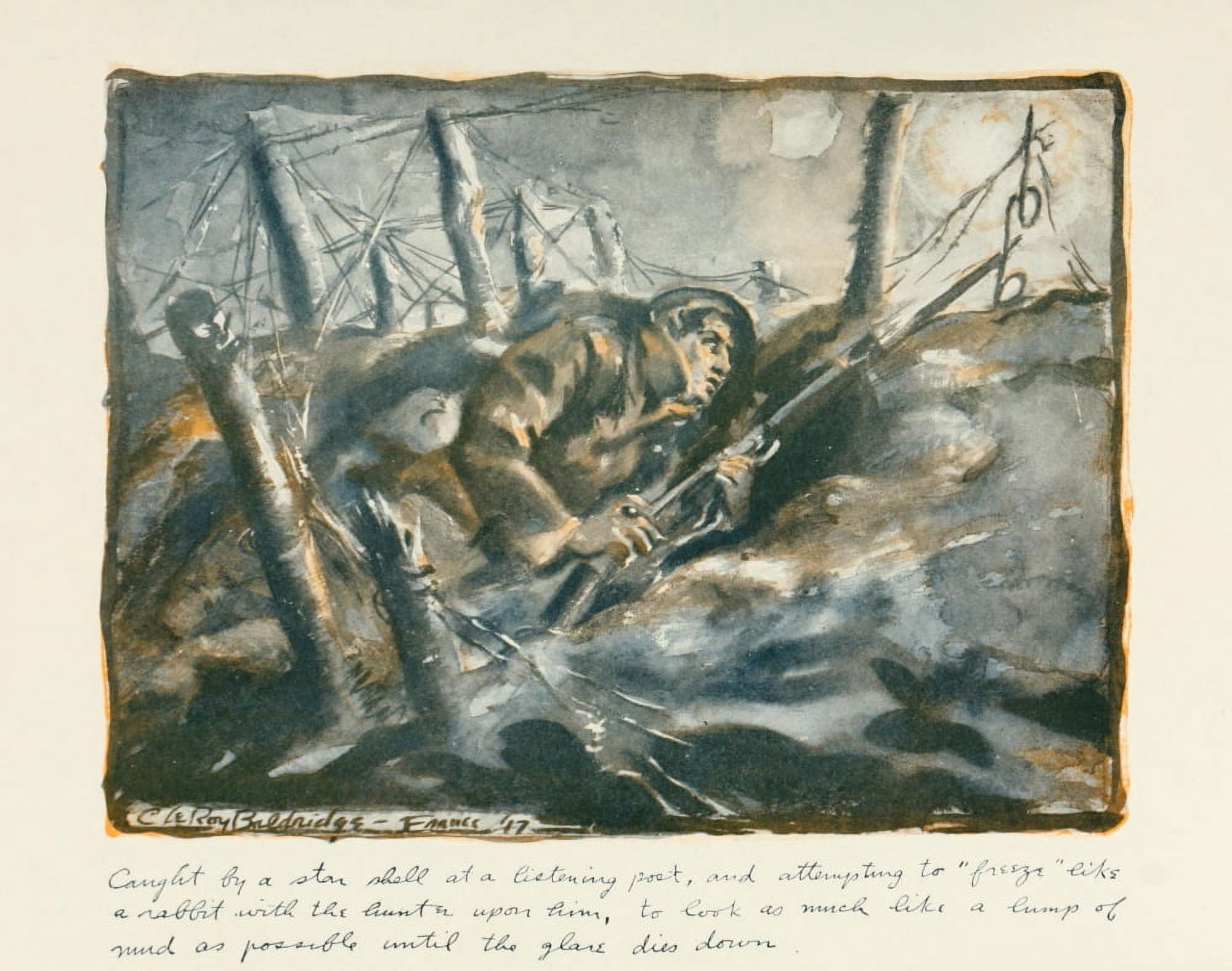 I was there 1919 Caught by a shell Canvas Art - C Leroy Baldridge (18 x 24)