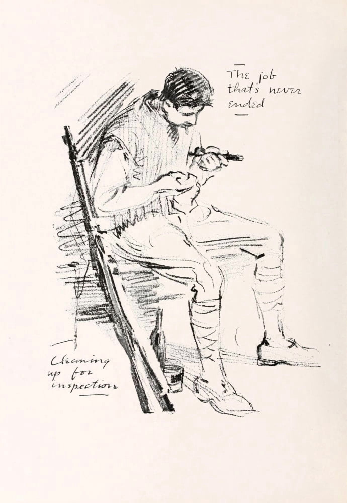 I was there 1919 Cleaning up for inspections Canvas Art - C Leroy Baldridge (18 x 24)