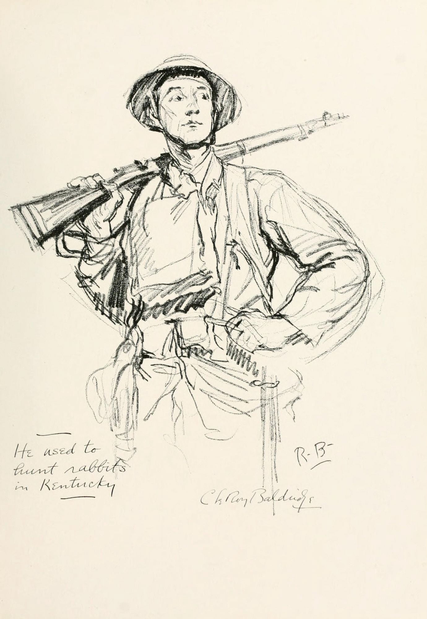 I was there 1919 He used to hunt rabbits Canvas Art - C Leroy Baldridge (24 x 36)