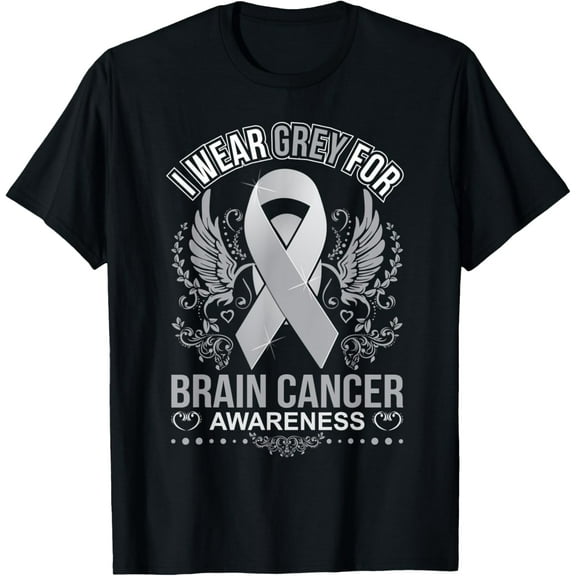 I wear Grey for Brain Cancer Awareness T Shirt mens t shirt，black，women，funny，misfits，men，journey