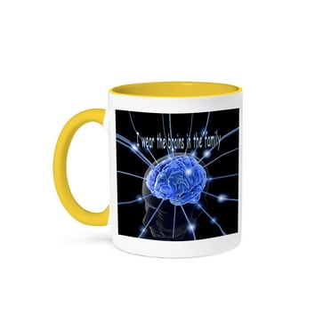 3dRose, I wear the brains in the family, 15oz Two-Tone Yellow Mug