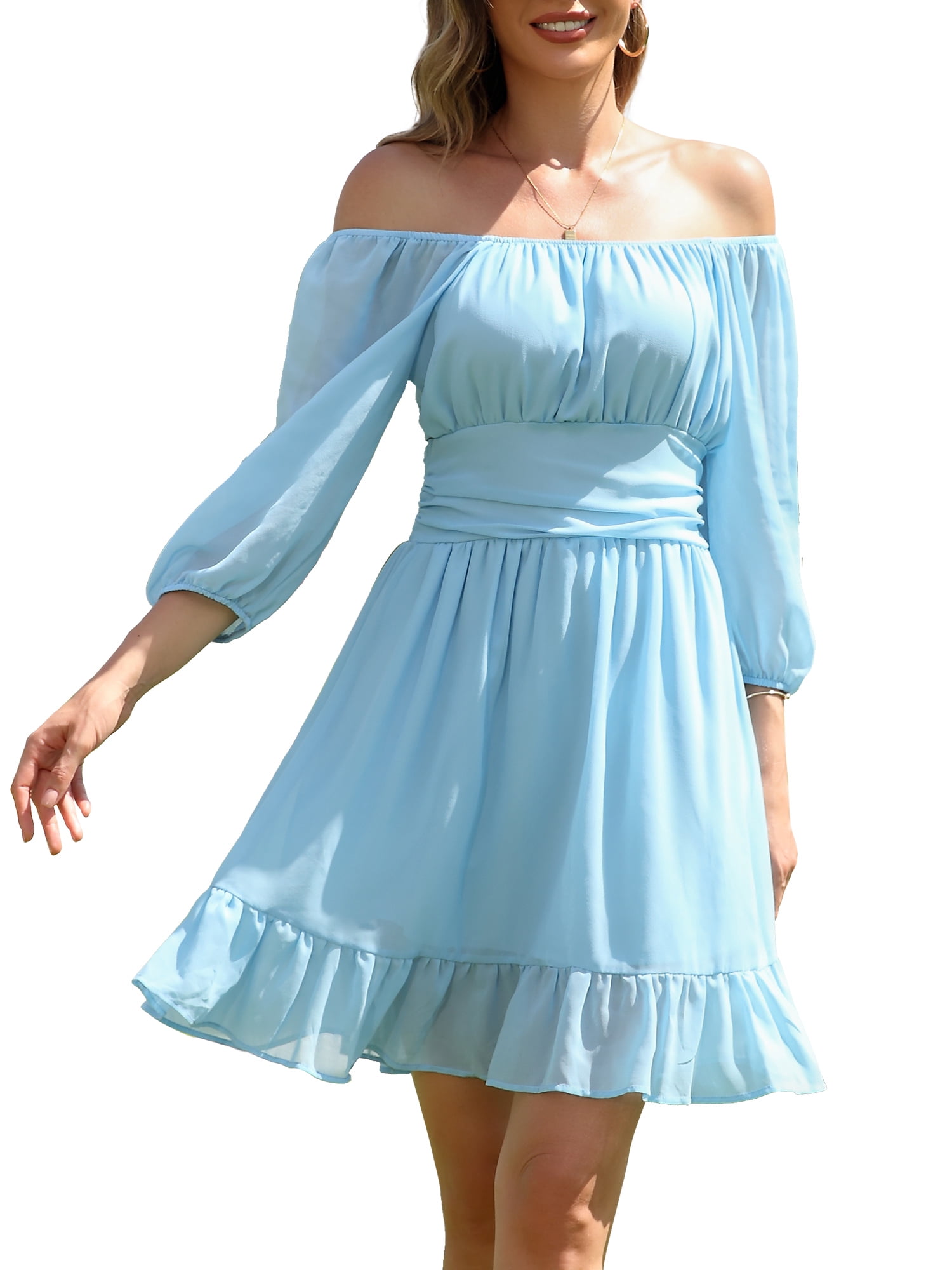 half sleeve homecoming dresses Off Shoulder A-line Tulle Half Sleeves Short Homecoming Dresses, HM107 –  MarryLover