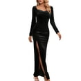 thumbnail image 1 of I2CRAZY Sweetheart Neck Long Sleeve Split Bridesmaid Dress-XL,Black, 1 of 7