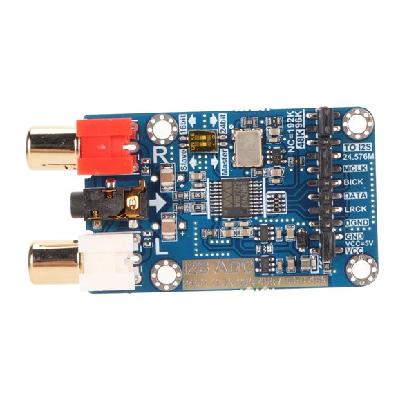 I2S ADC Audio Capture Card Module, 24-bit 192KHz Master/Slave Development Board for High-Fidelity Digital Audio Decoding