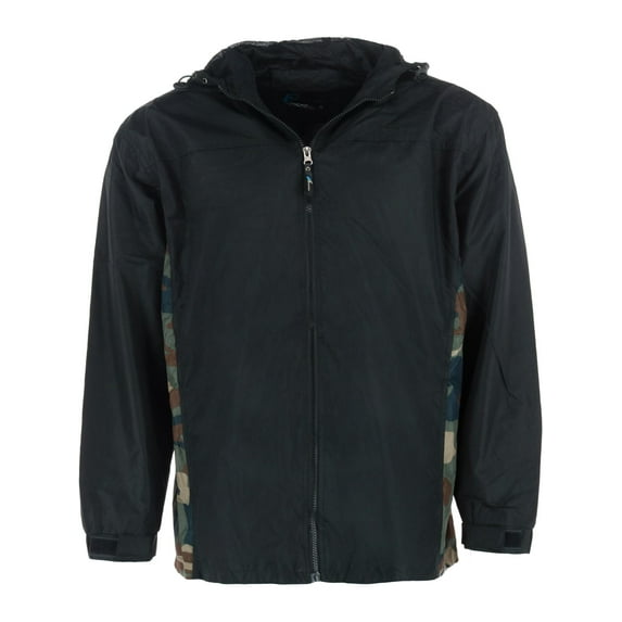 I5 Apparel Hooded Windbreaker Rain Jacket with Camo Side Panel (Men)