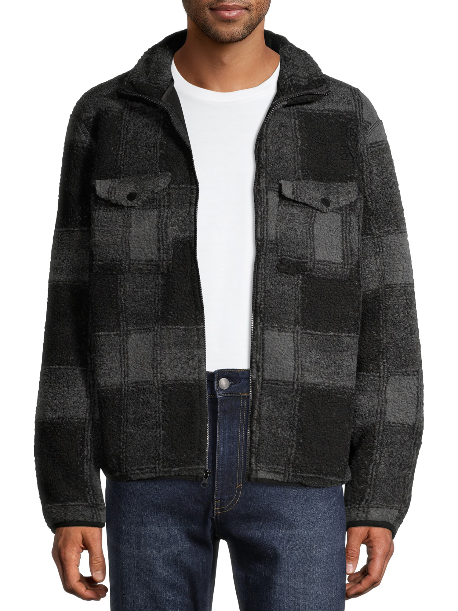 I5 Apparel Men's Buffalo Plaid Full Zip Sherpa Jacket, Sizes M-XXL - image 1 of 6