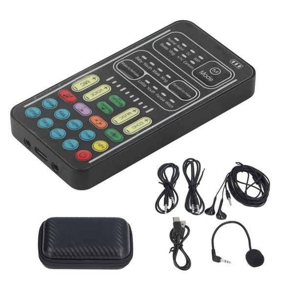 I9 Voice Changer Set Multifunction Portable Recording Mini Sound Card for Game Anchor Computer English Version