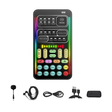 I9 Voice Changer Set, Portable Mini Sound Card with 8 Different Voice Effects, for Live Broadcast, Gaming, and Recording on Phone or Computer