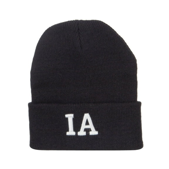 IA Iowa State Embroidered Long Beanie - Black OSFM