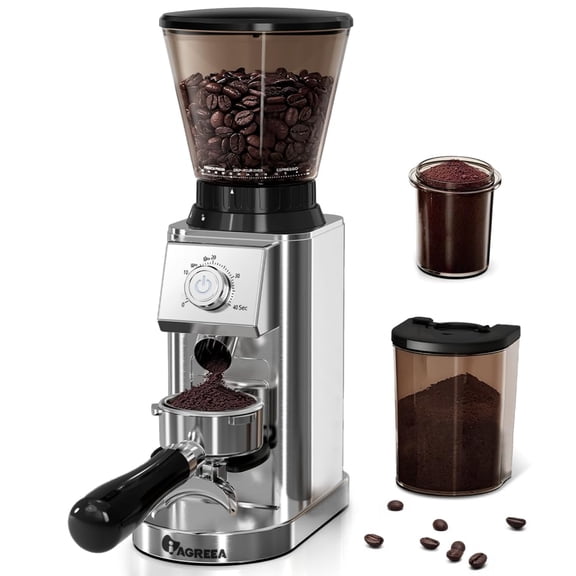 IAGREEA Coffee Grinder with Anti Static, Burr Coffee Bean Grinder for Home Use with 48 Precise Grind Settings, Detachable Funnel Stand for Espresso/Drip/Cold Brew/French Press, Stainless Steel