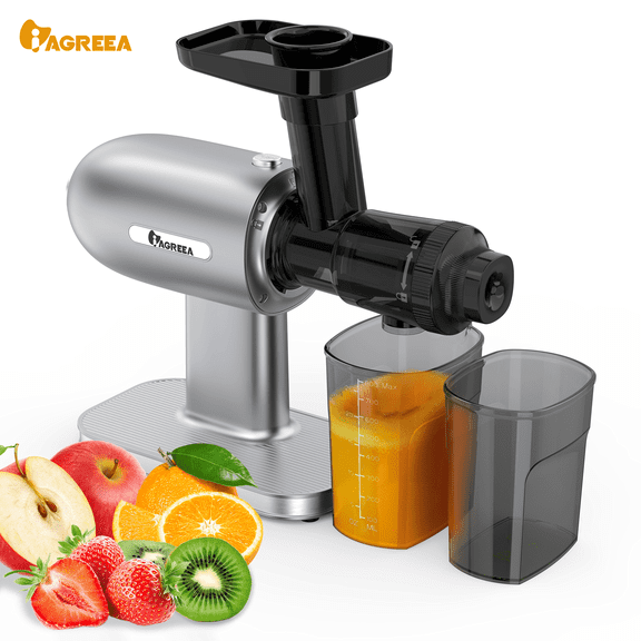 IAGREEA Horizontal Slow Juicer, An Electric Juicer For Fruits And Vegetables, Has A Reverse Function, Easy To Clean, Suitable For Daily Juice And Vegetable Juice Extraction