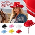 thumbnail image 1 of IAJDKMEK Adult Western Cowboy Hat with Curled Brim, Cowboy Hat with Trim for Outdoor and Party Wear for Men Women, 1 of 5