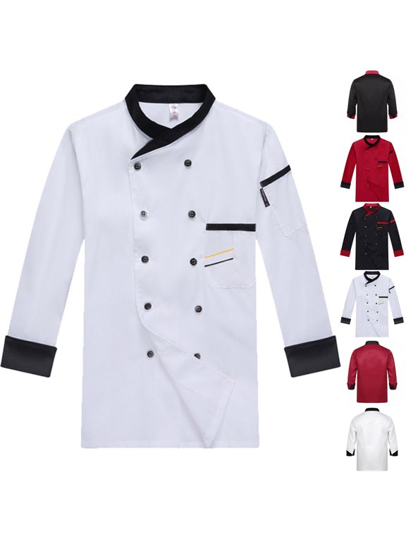 Chef Jacket Long Sleeve Uniform — High Quality Chef Coat and Long Sleeve Shirt for Catering Back Kitchen Cooking Service with Vented Design,White L