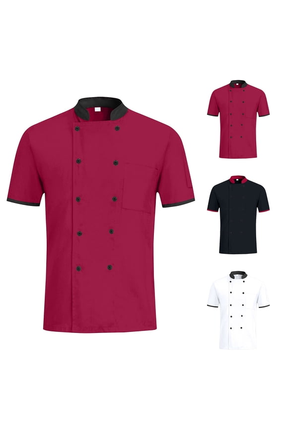Chef Shirt Summer Short Sleeve — Cool Chef Coat and Chef Jacket for Hotel Kitchen Service Baking Pastry Cooking Uniform with Vented Back,Black L