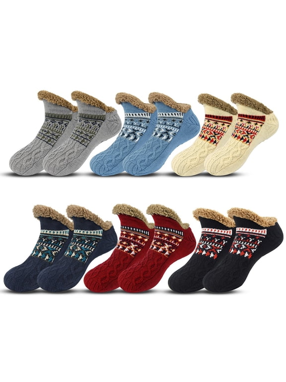 Christmas Slipper Socks for Adults Warm - Thick Fuzzy Floor Socks Cozy House Home Wear Soft Lined, Great for Gifts & Home Use
