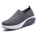 thumbnail image 1 of IAJDKMEK Cushion Breathable Knit Sneakers for Women - Thick Sole Slip On Shoes Women Casual Lightweight Soft Bottom Womens Casual Shoes Daily,Gray 150, 1 of 4