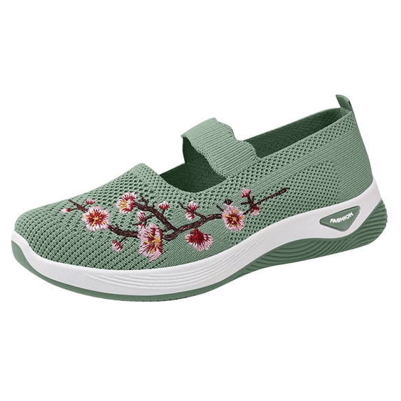 IAJDKMEK Fashion Mesh Hollow Sneakers for Women - Breathable Slip On Shoes Women Casual Lightweight Womens Casual Shoes Outdoor Running Daily,Green 140