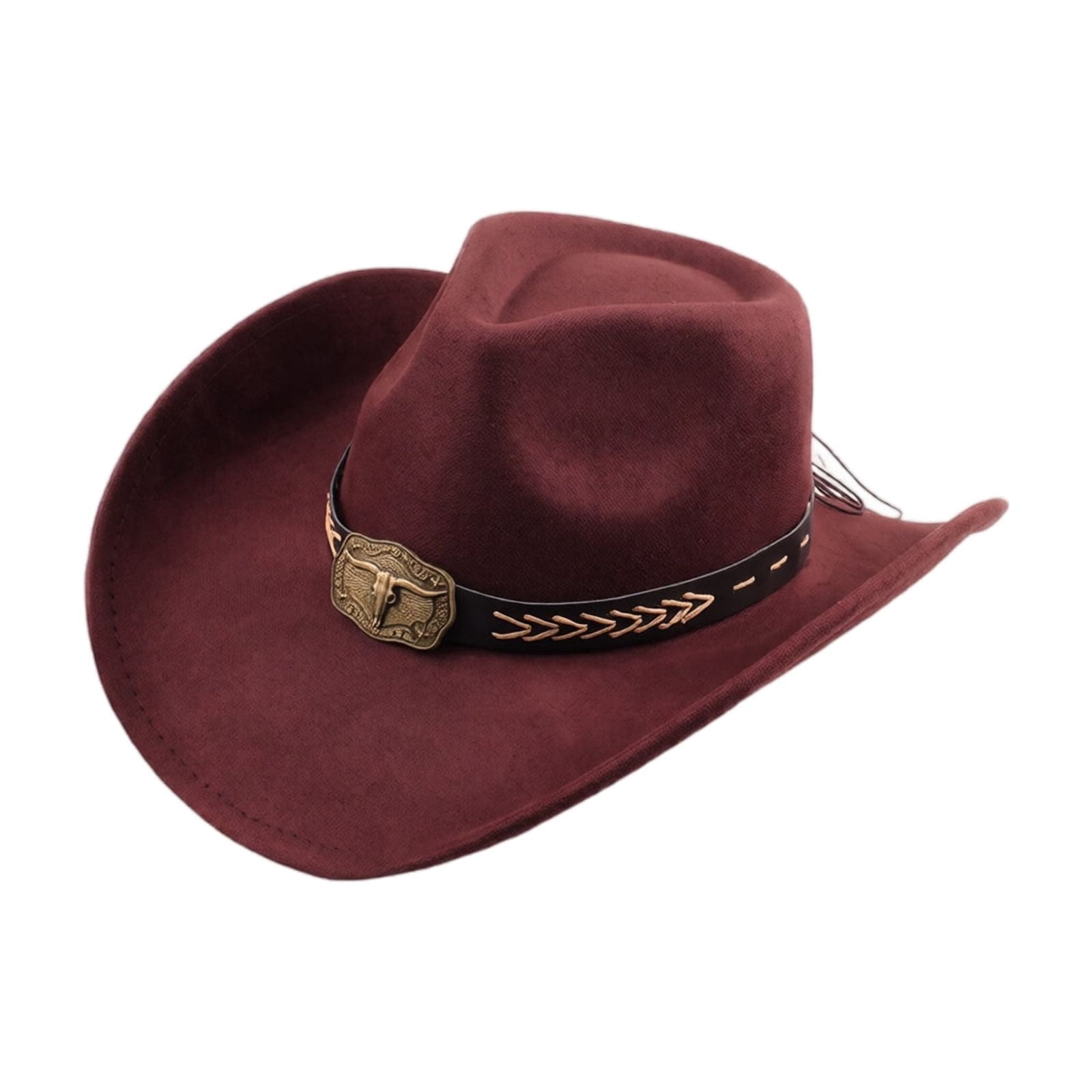 IAJDKMEK Fedora Hat with Rope Bull Decoration, Western Style Party Cap ...