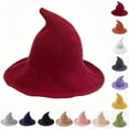 thumbnail image 1 of IAJDKMEK Foldable Knit Witch Hat Halloween – Costumes Pointed Wizard Hat Beanie Thickened Costume Cap Party, 1 of 7