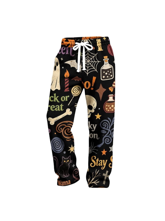 Halloween Baggy Pants for Men - Comfort Sweatpants with Drawstring Closure, Great for Active Relaxation, Lounge Pants and Fun Events,Black M