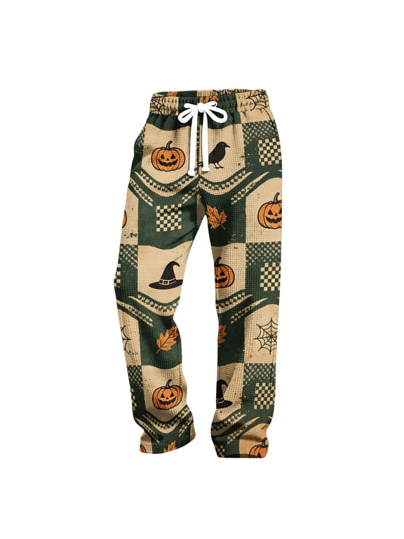Halloween Baggy Pants for Men - Comfort Sweatpants with Drawstring Closure, Great for Active Relaxation, Lounge Pants and Fun Events,Green S