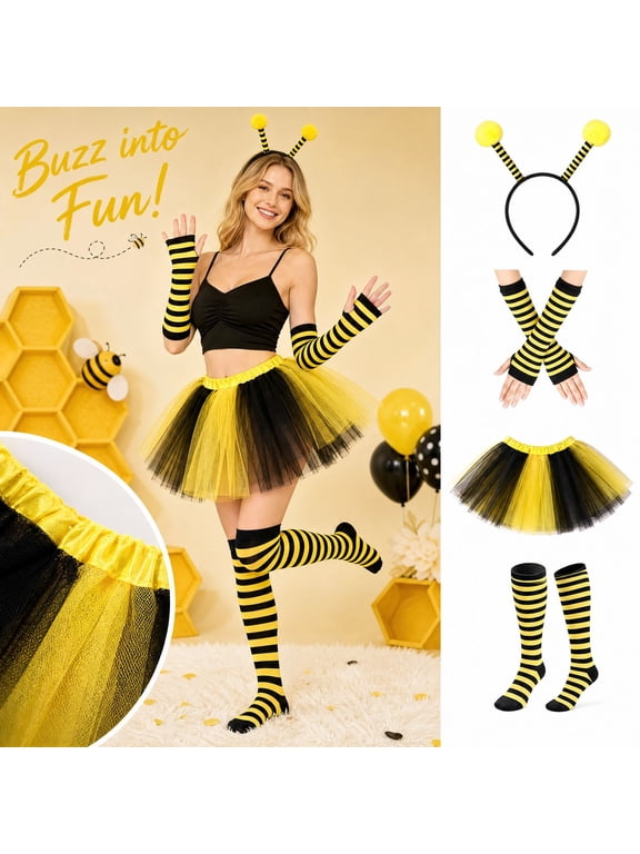 Halloween Costume for Women, Bee Outfit with Tutu Skirt for Party Performance