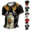thumbnail image 1 of IAJDKMEK Halloween Men's Short Sleeve Polo Shirt - Collared Knit Shirt Breathable Summer Shirt for Holiday Wear, Daily, Golf Shirt & Costume,Yellow S, 1 of 7