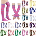 thumbnail image 1 of IAJDKMEK Halloween Striped Over The Knee Socks - Matching Gloves Set Party Socks, 1 of 7