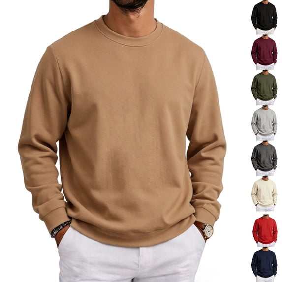 IAJDKMEK Long Sleeve Shirts for Men - Loose Fit Round Neck Soft Sweatshirts, Lightweight Breathable Comfortable Tops for Daily Wear, Work, Office, and Weekend,Red 3XL