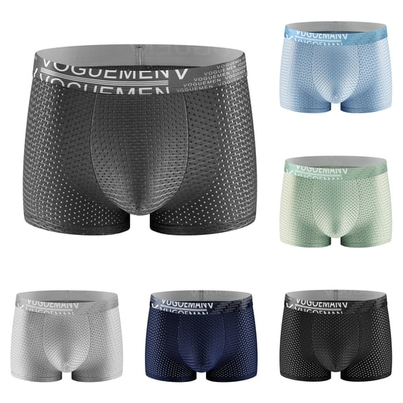 IAJDKMEK Men's Boxer Briefs - Mesh Breathable Underwear for Men, Mid-Rise Comfort Mens Underwear, Ventilated Boxer Briefs for Daily Wear,Gray L