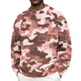 thumbnail image 1 of IAJDKMEK Men's Camo Corduroy Crewneck Sweatshirt - Loose Fit Long Sleeve Pullover Top for Men, Camouflage Print Casual Sweatshirt for Outdoor,Pink XL, 1 of 4
