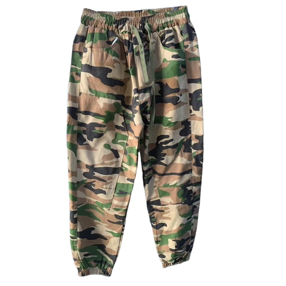IAJDKMEK Men's Camouflage Cargo Pants with Drawstring – Multi-Pocket Outdoor Trousers with Elastic Cuffs, Great for Hiking, Travel, and Tactical Everyday Use,Multicolor 3XL