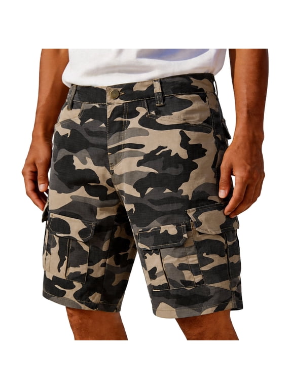 Men's Cargo Shorts with Pockets - Camouflage Casual Shorts, Abrasion-Resistant Hiking Shorts, and Tactical Beach Shorts with Multi-Pockets,Khaki S