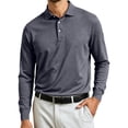 thumbnail image 1 of IAJDKMEK Men's Casual Collared Long Sleeve Shirt - Solid Polo Top for Autumn, Lightweight Shirt for Work, Versatile Polo Shirts for Men Daily Wear, 1 of 4