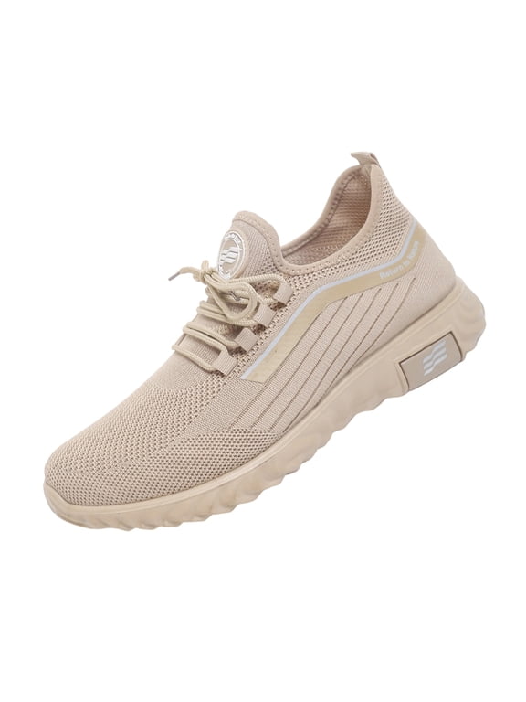 Men's Casual Shoes - Big Size Fly Knit Mesh Lace Up Sneakers with Round Toe and Lightweight Sole for Daily Walking Comfort Everyday Wear